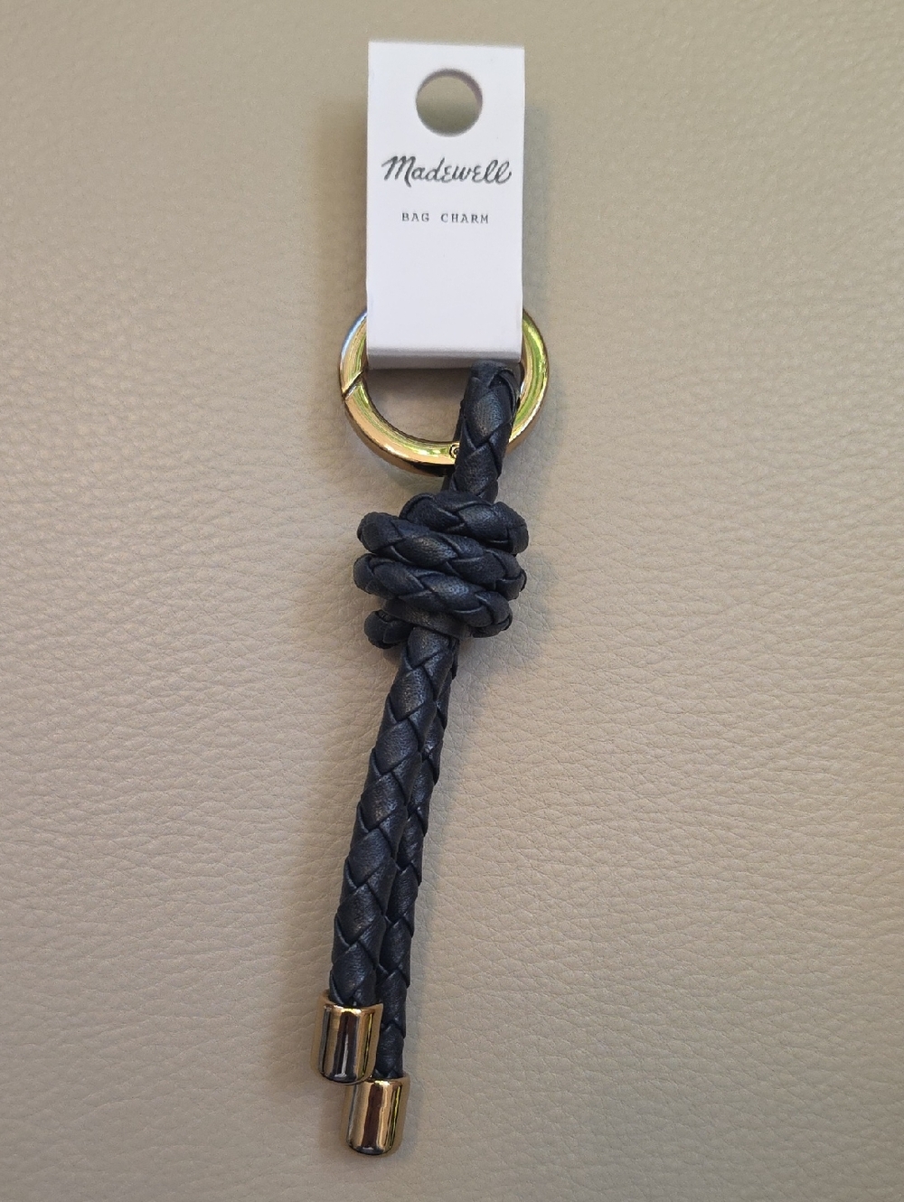 Madewell Woven Leather Bag  charm, Navy Blue, NWT